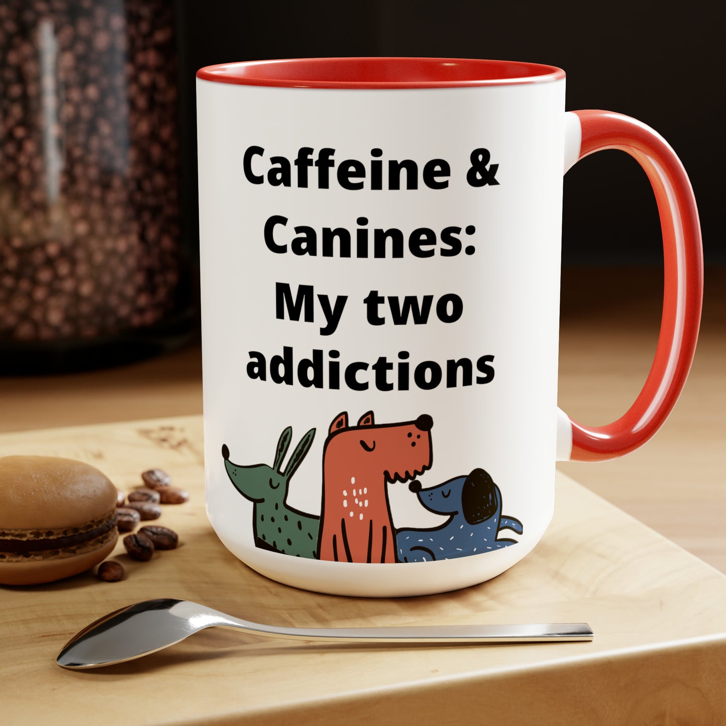 Caffeine and Canine Coffee Mugs, 15oz