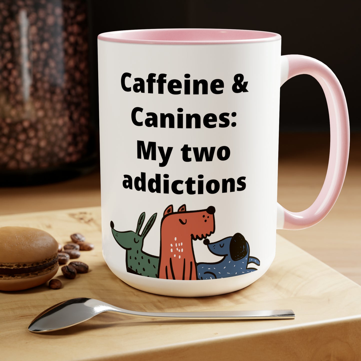 Caffeine and Canine Coffee Mugs, 15oz