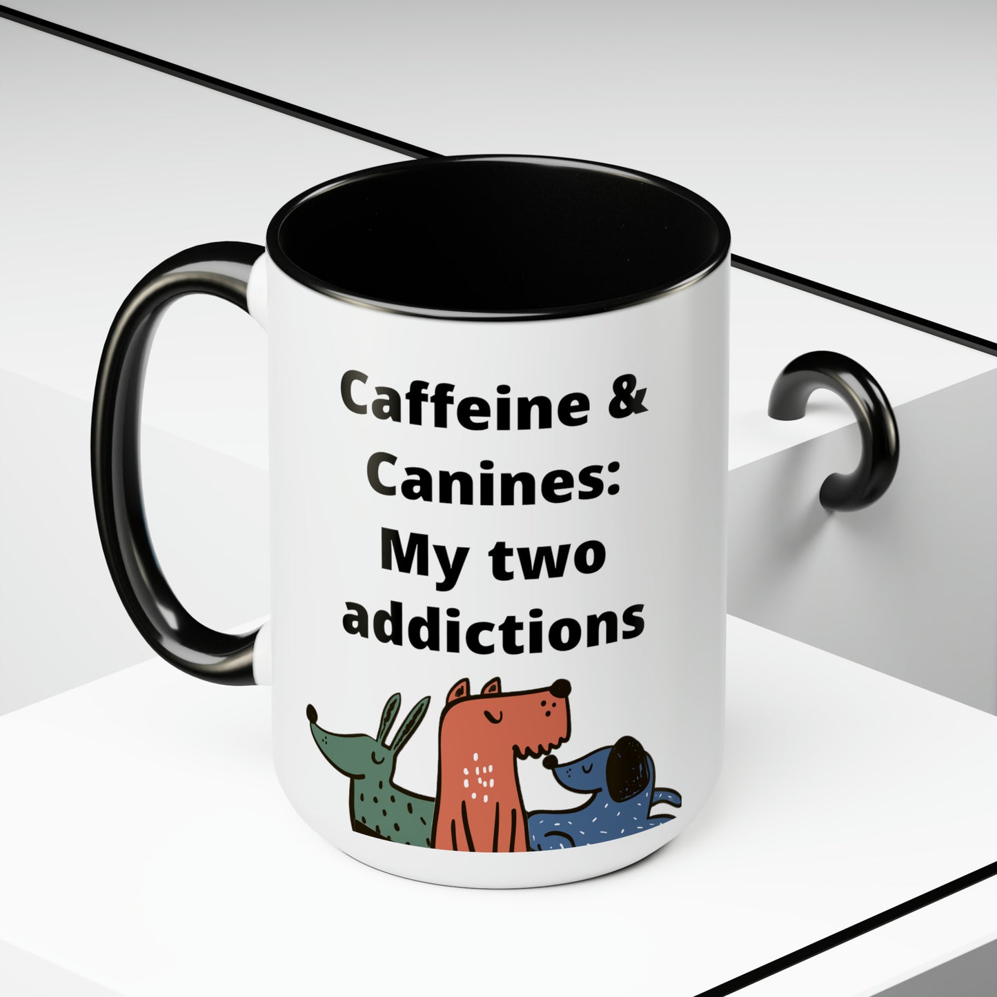Caffeine and Canine Coffee Mugs, 15oz