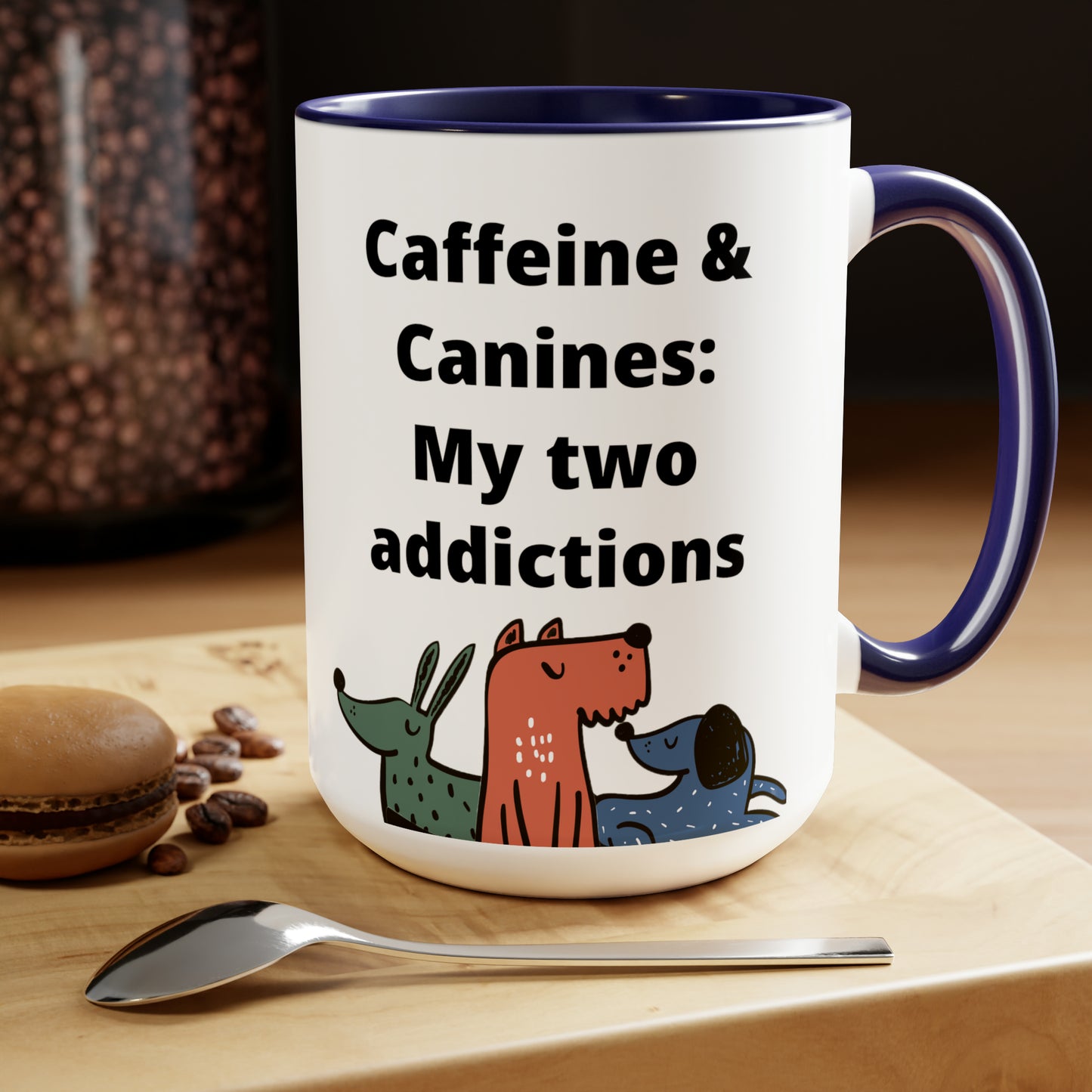 Caffeine and Canine Coffee Mugs, 15oz