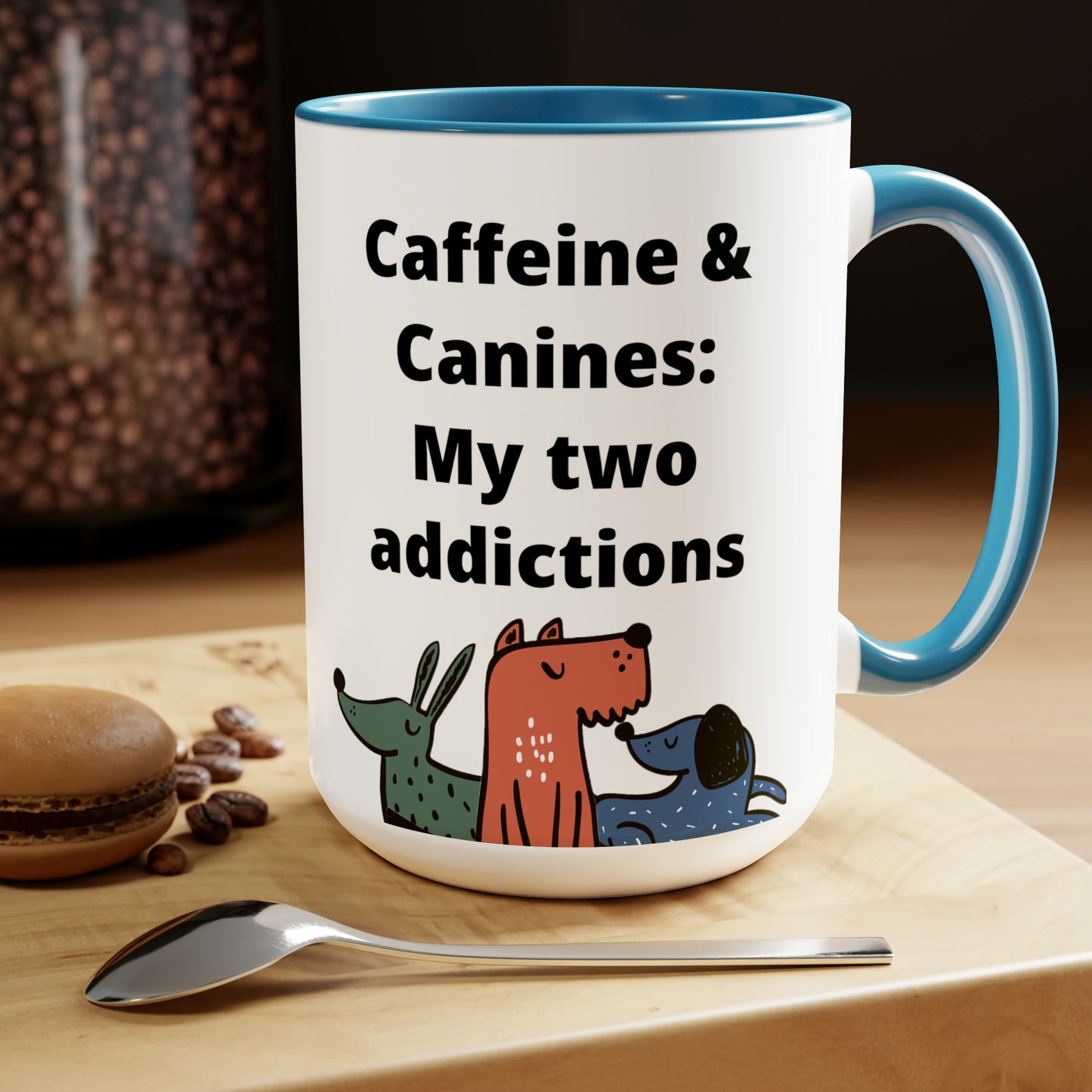 Caffeine and Canine Coffee Mugs, 15oz