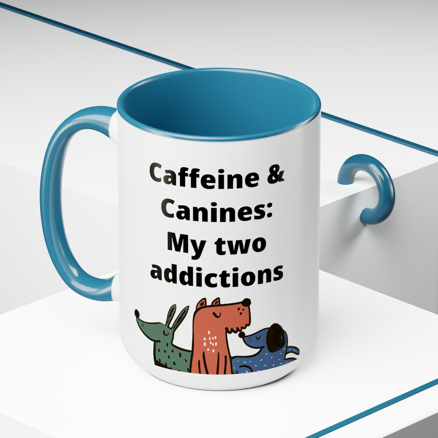 Caffeine and Canine Coffee Mugs, 15oz