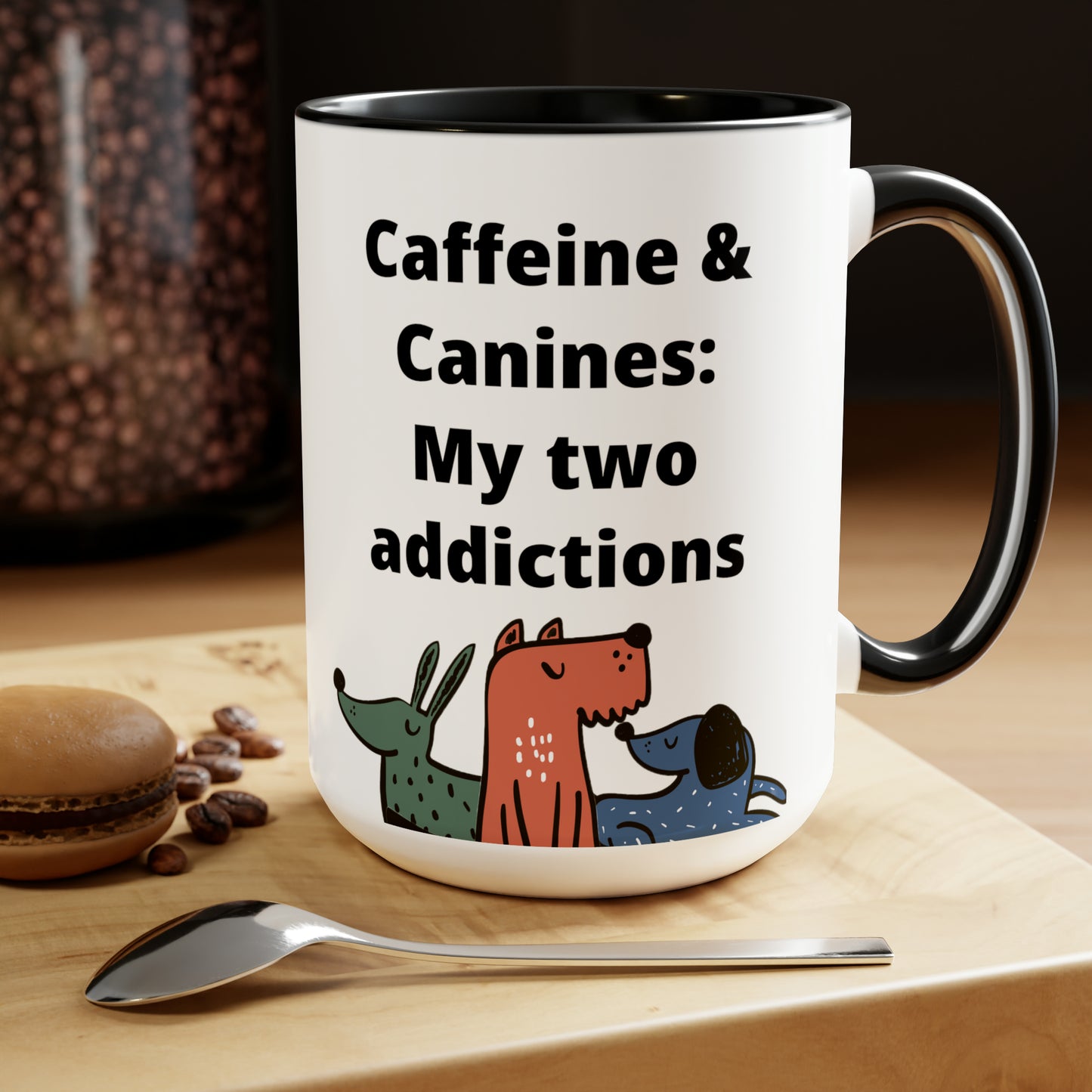Caffeine and Canine Coffee Mugs, 15oz