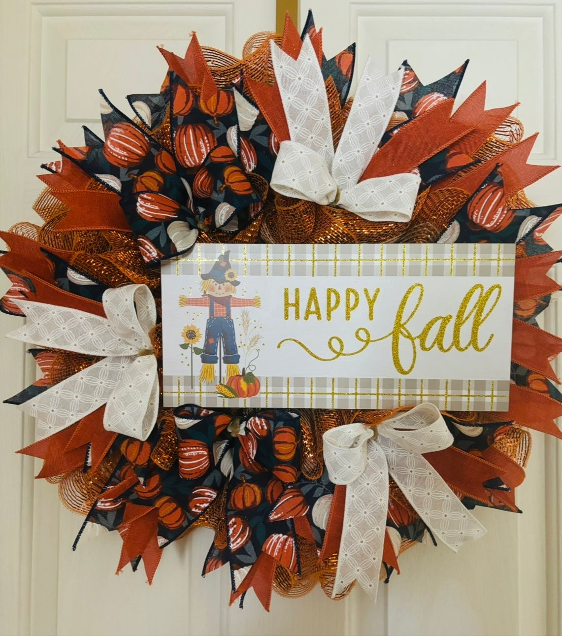 Happy Fall Scarecrow Handmade Custom Wreath