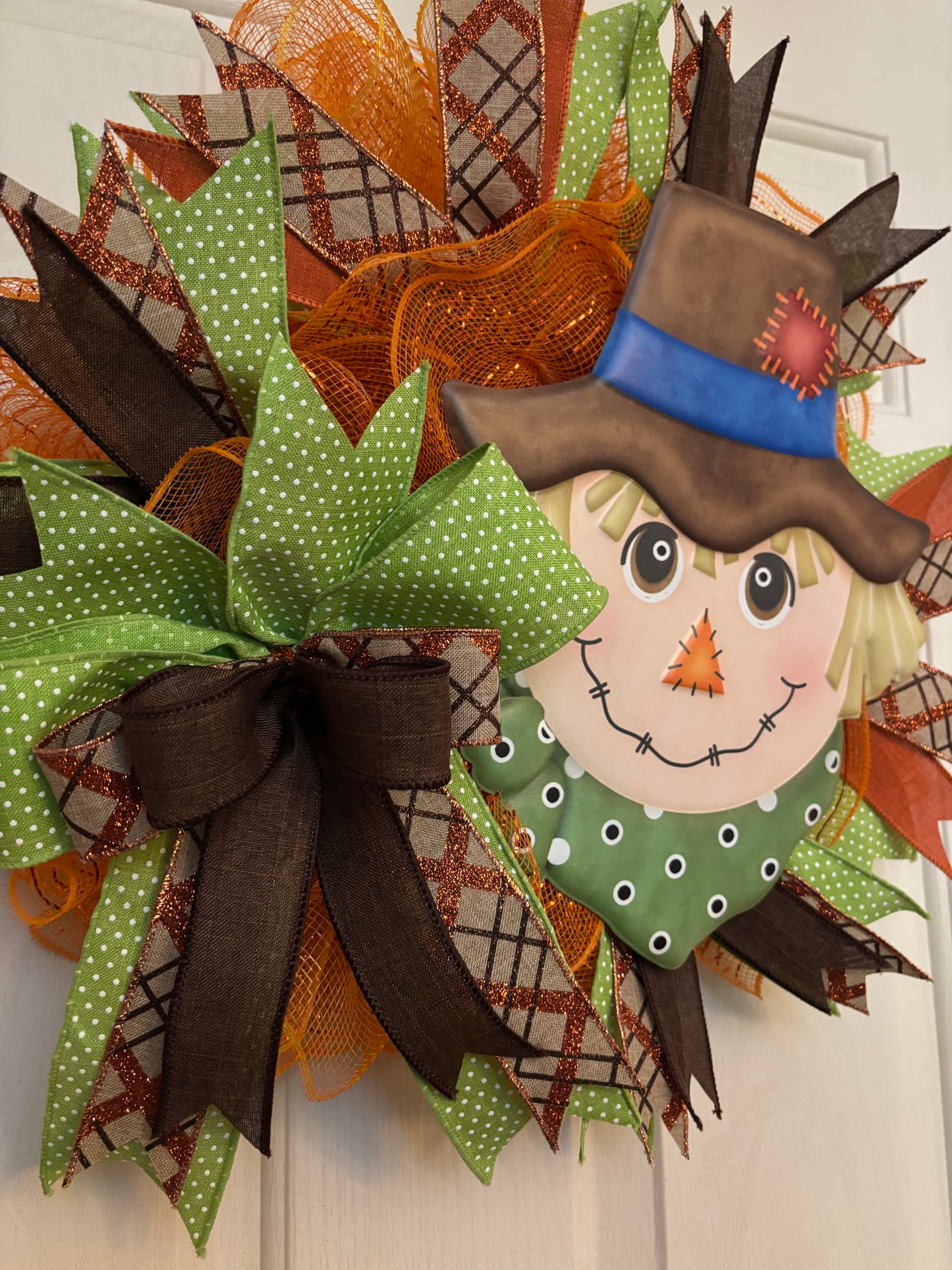 Fall Metal Scarecrow Handmade Custom Wreath