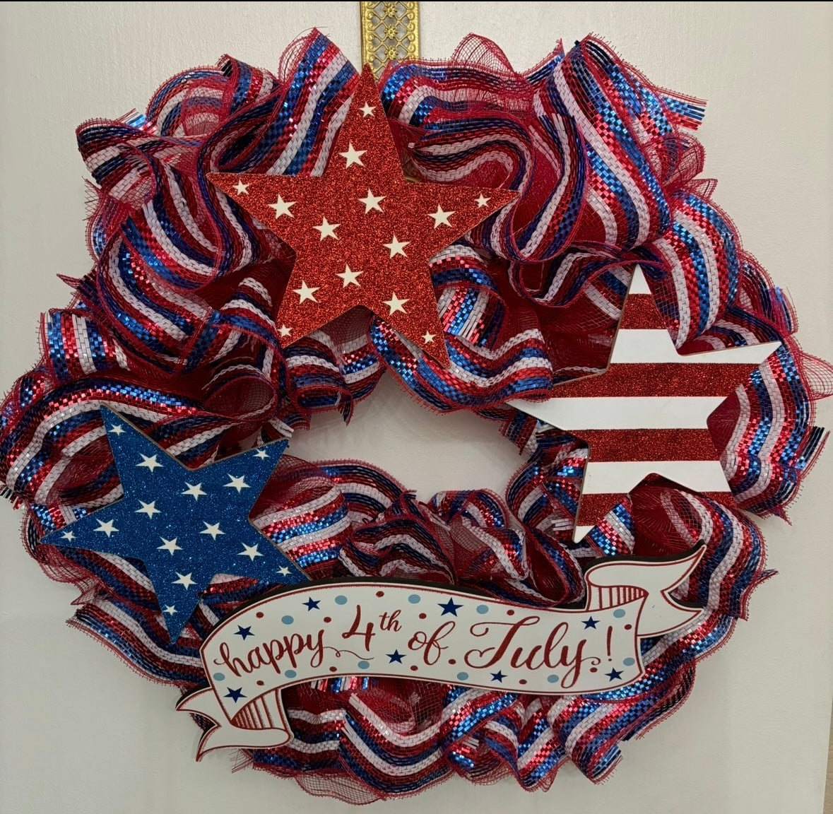 Happy 4th of July Stars & Stripes Handmade Custom Wreath
