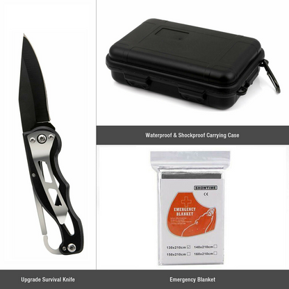 14-in-1 Outdoor Emergency Survival Gear Kit - Camping Tactical Tools SOS EDC Case