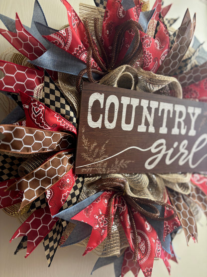 Custom Handmade Country Girl Wreath