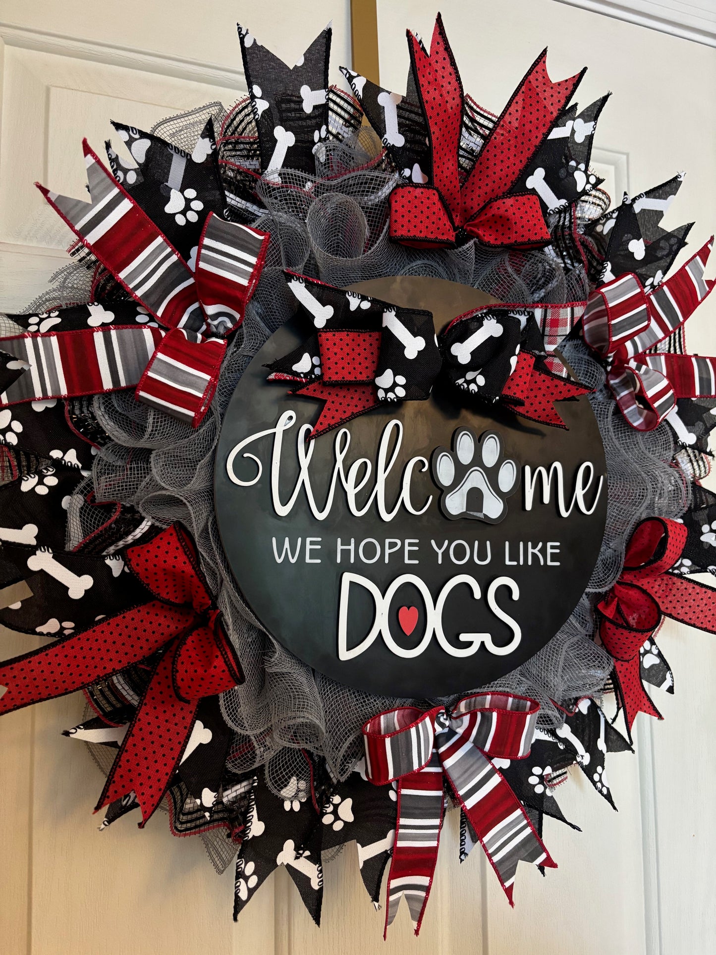 Custom Handmade Welcome Dogs Wreath