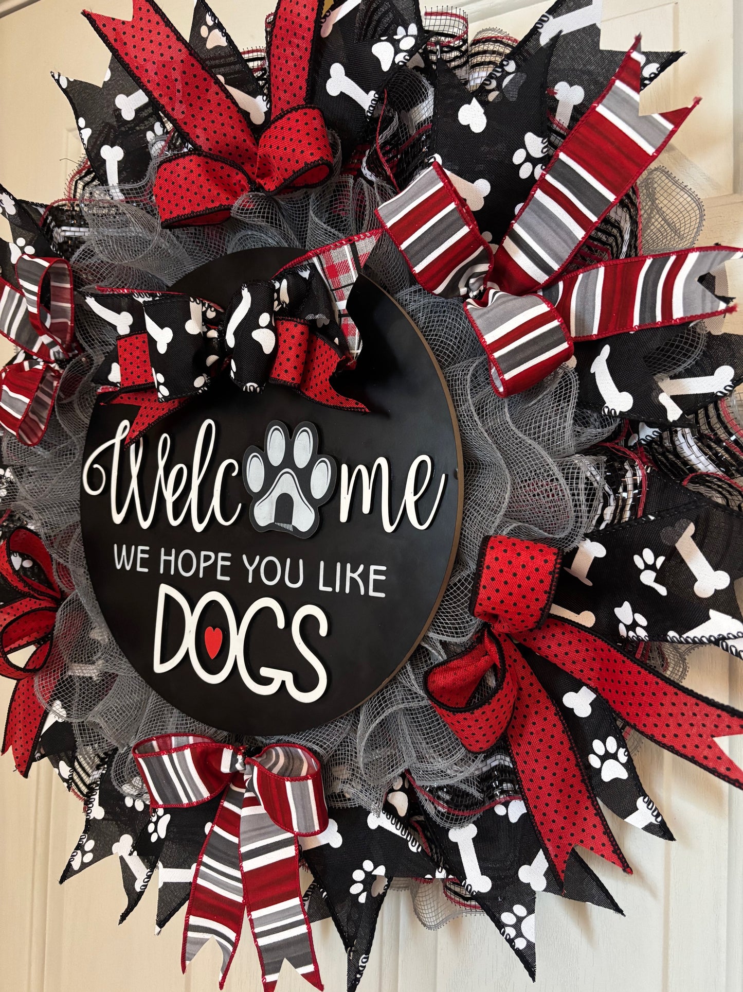 Custom Handmade Welcome Dogs Wreath