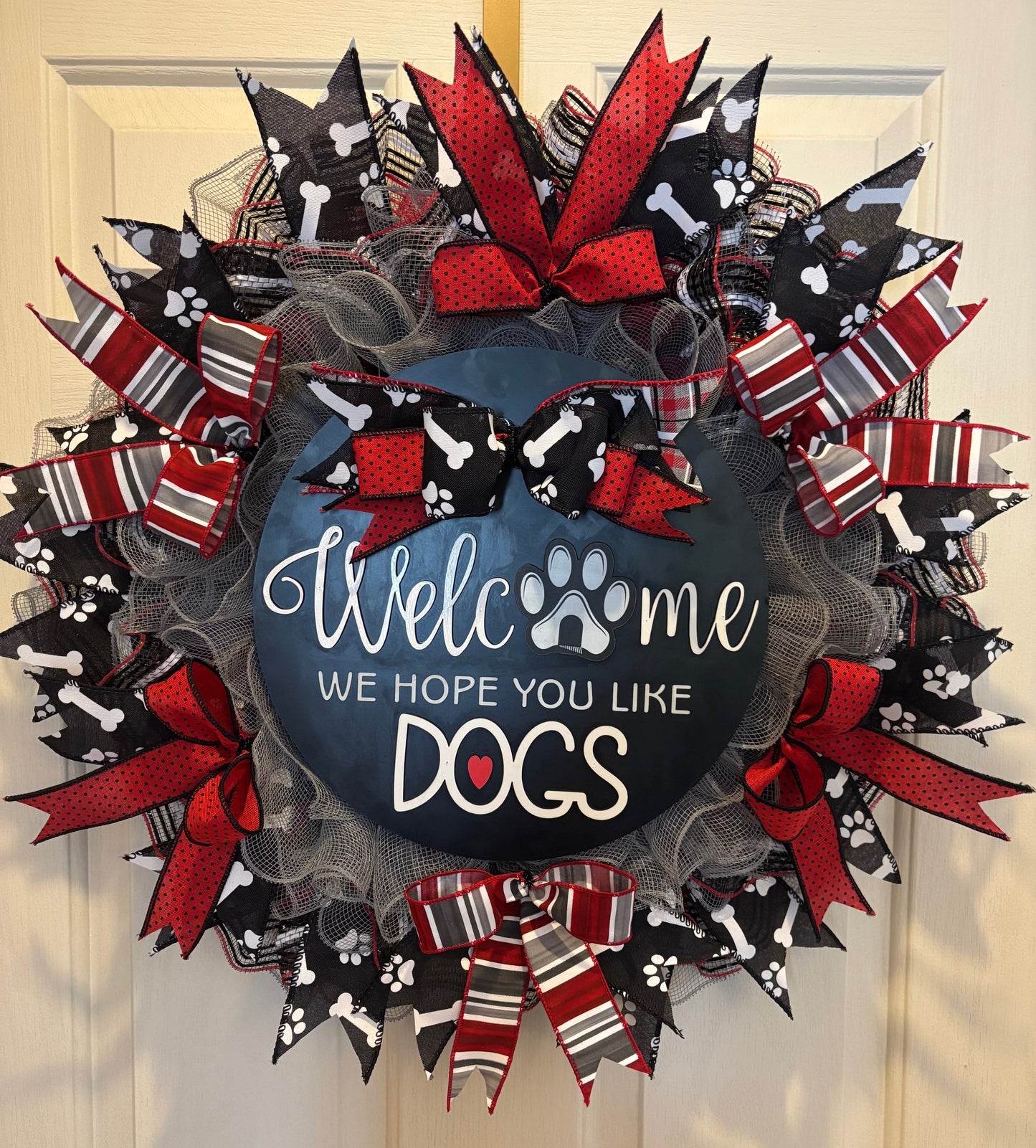 Custom Handmade Welcome Dogs Wreath