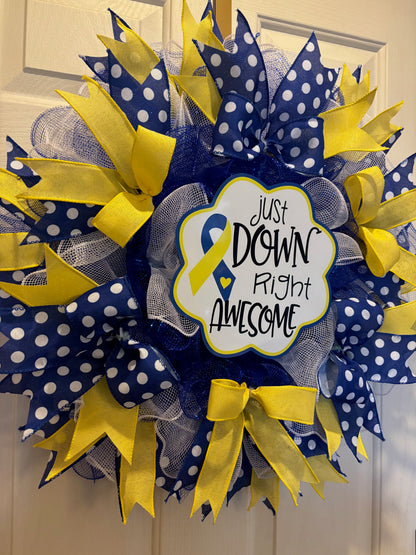 Custom Handmade Down Syndrome Awareness Wreath