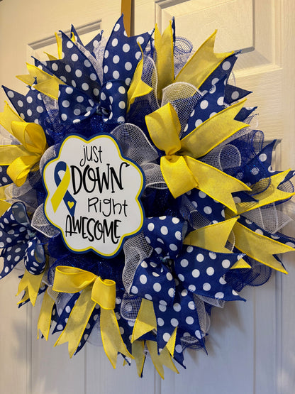 Custom Handmade Down Syndrome Awareness Wreath