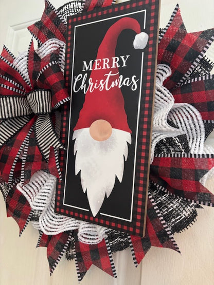 Custom Handmade Merry Christmas Gnome Wreath