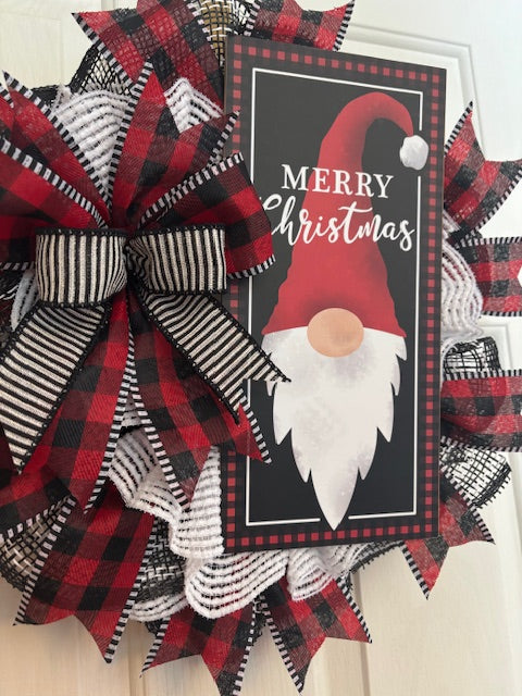 Custom Handmade Merry Christmas Gnome Wreath