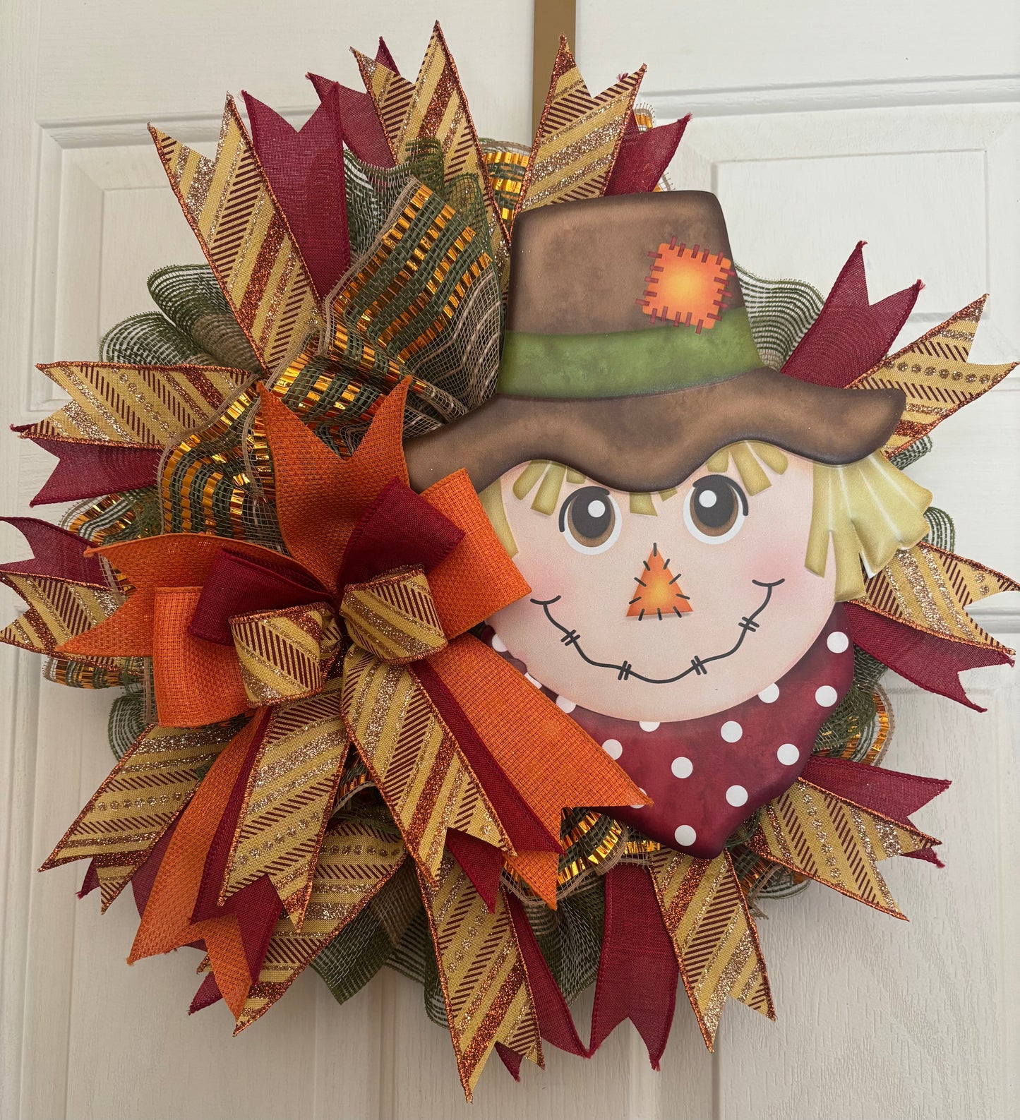 Fall Metal Scarecrow Handmade Custom Wreath
