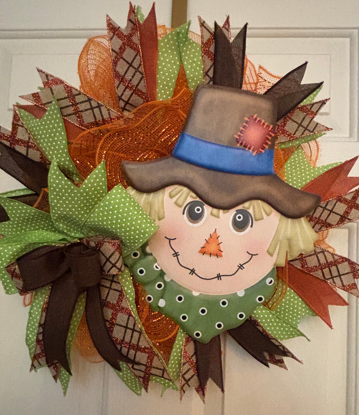 Fall Metal Scarecrow Handmade Custom Wreath