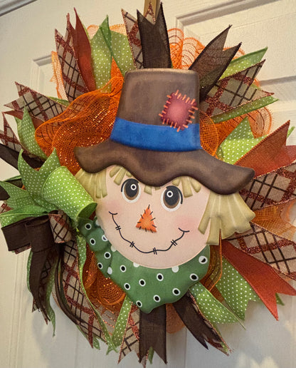 Fall Metal Scarecrow Handmade Custom Wreath
