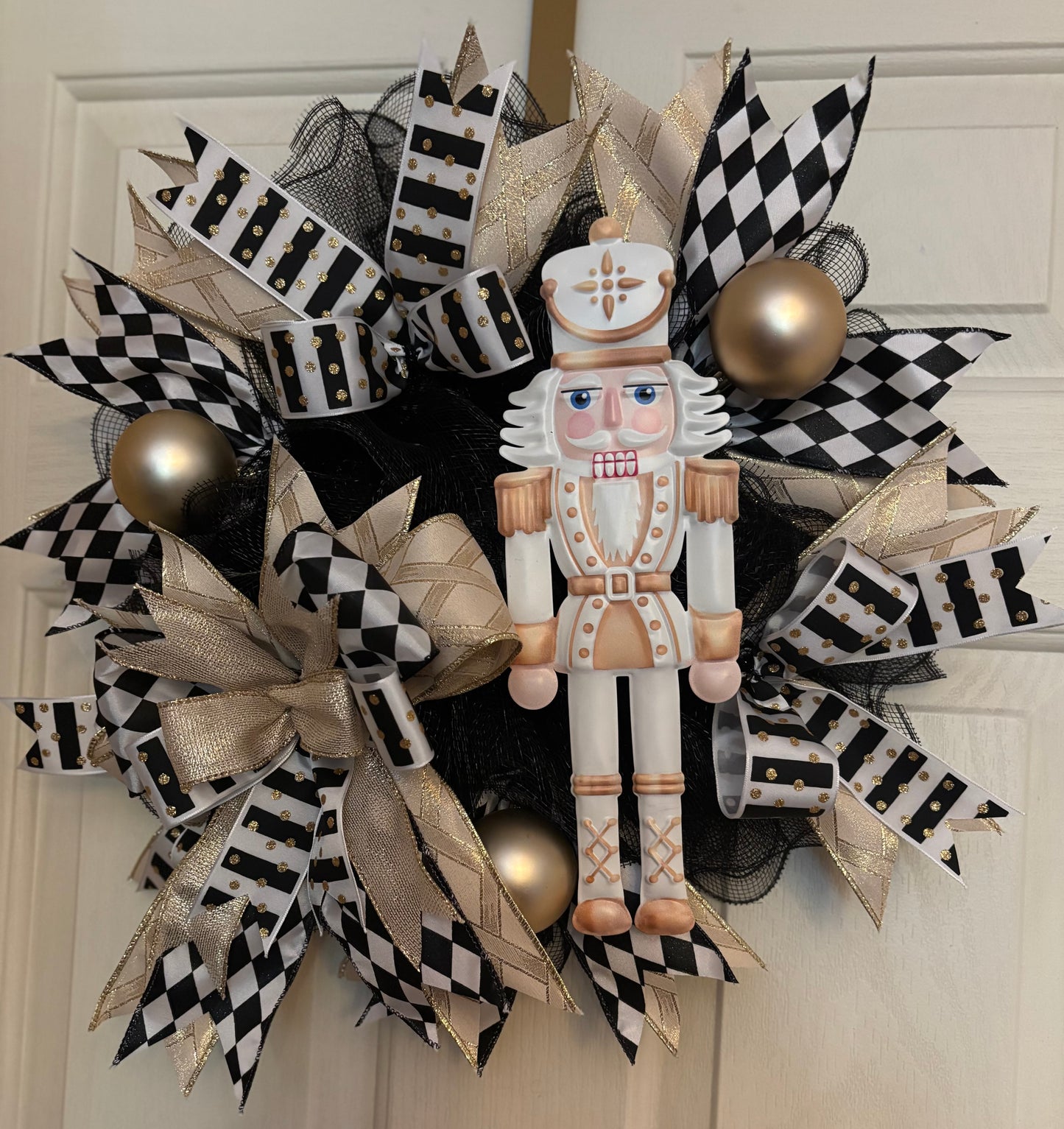 Black & Gold Nutcracker Handmade Custom Wreath