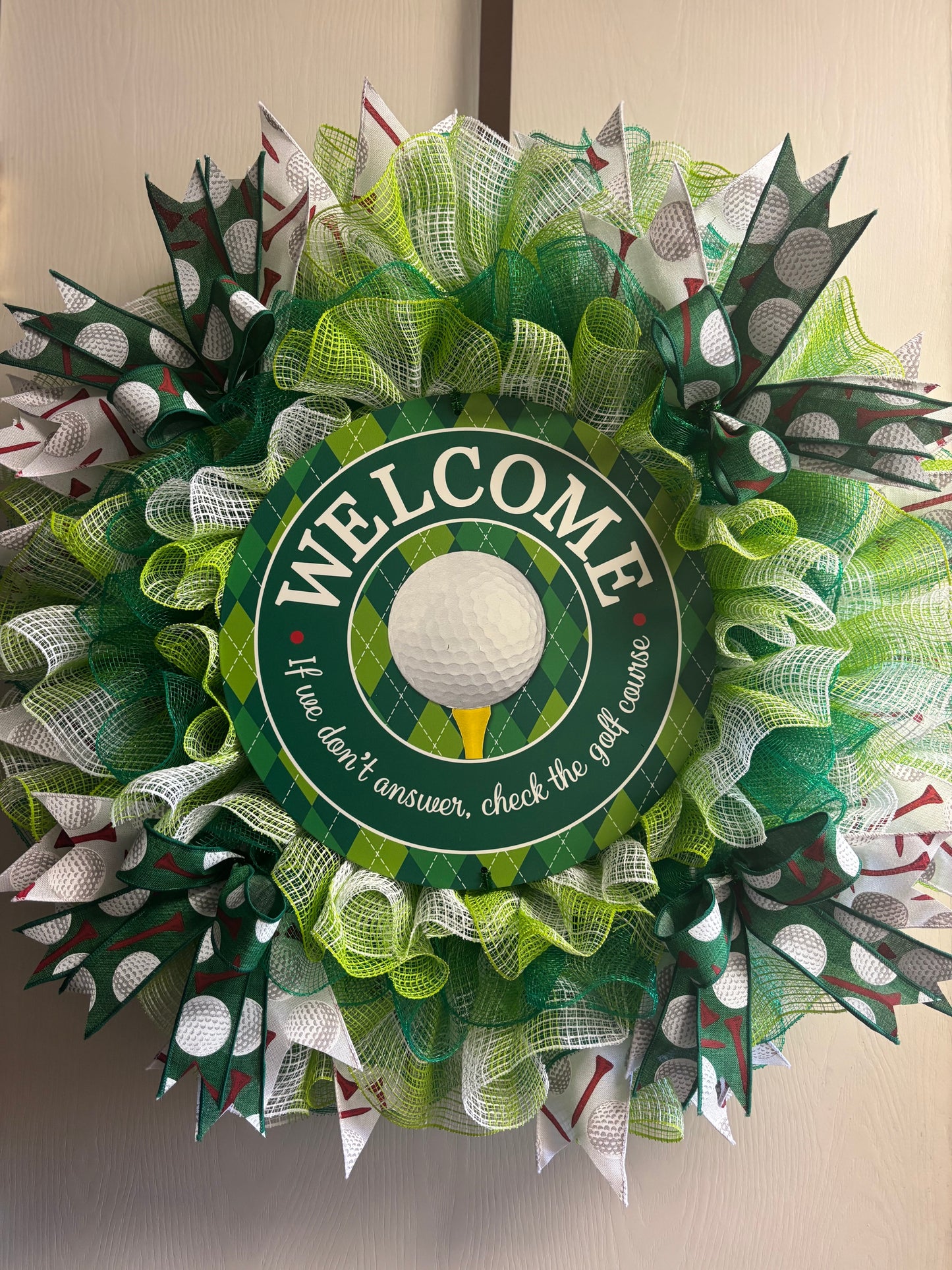 Welcome - Check the Golf Course Handmade Custom Wreath