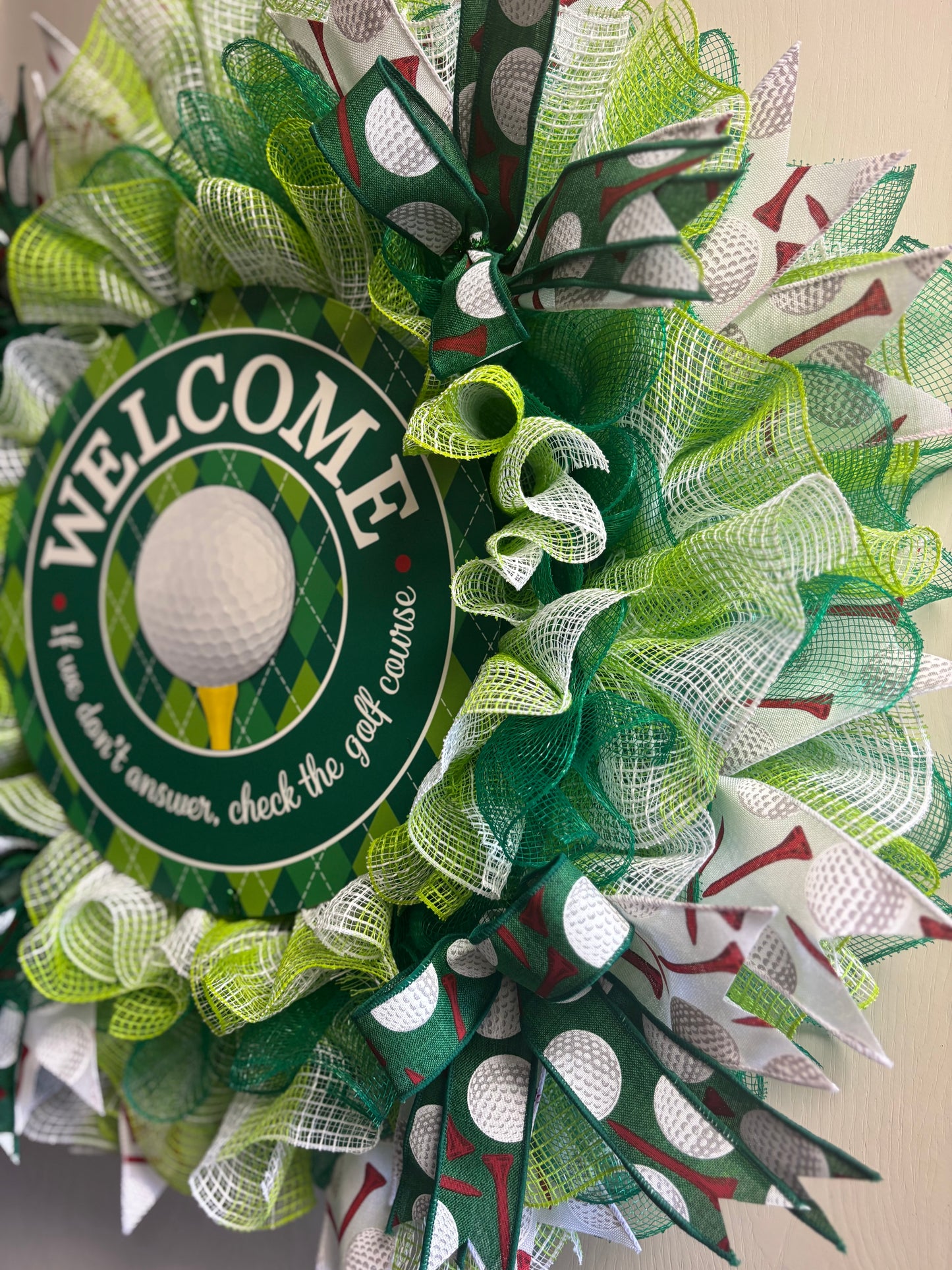 Welcome - Check the Golf Course Handmade Custom Wreath