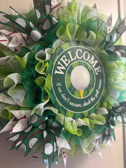 Welcome - Check the Golf Course Handmade Custom Wreath