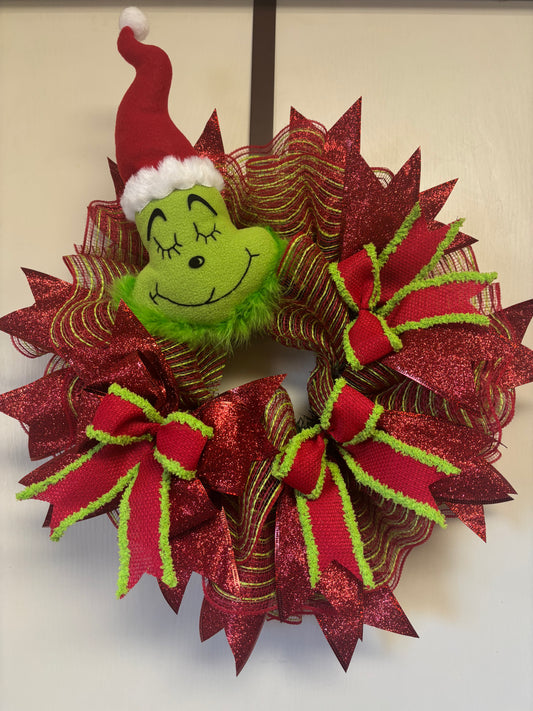 Holiday Green Monster Handmade Custom Wreath