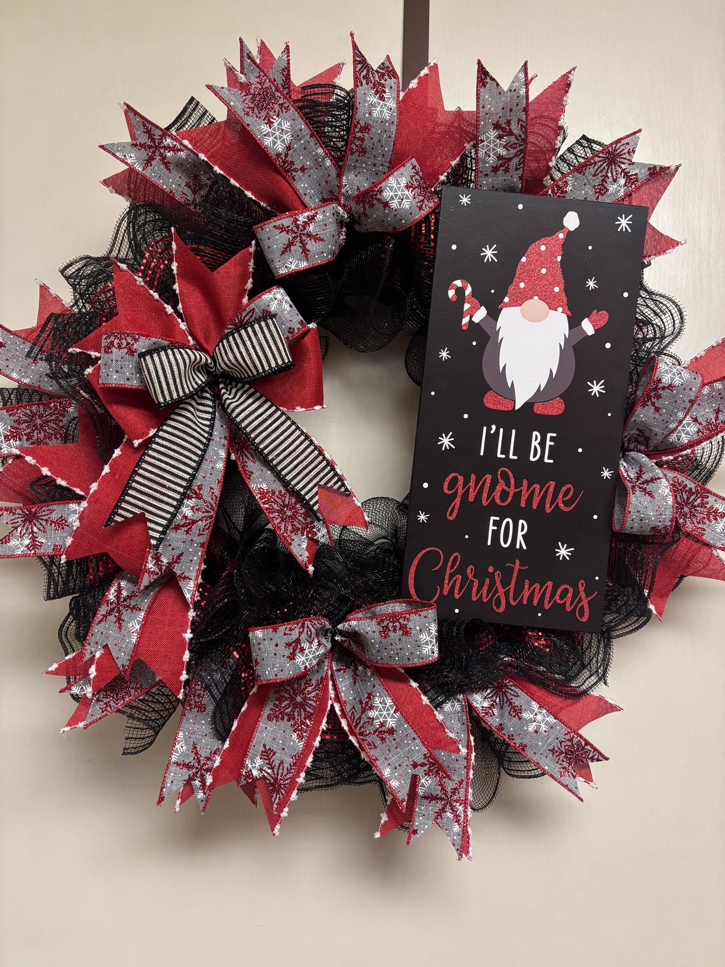 I'll Be Gnome For Christmas Handmade Custom Wreath