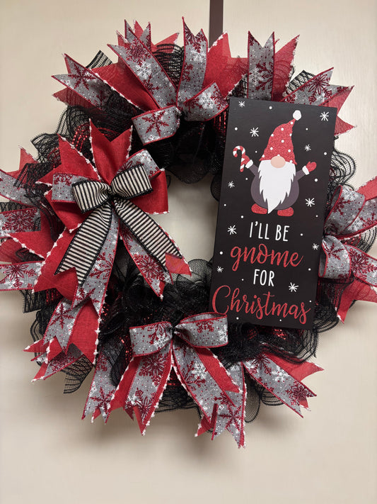I'll Be Gnome For Christmas Handmade Custom Wreath