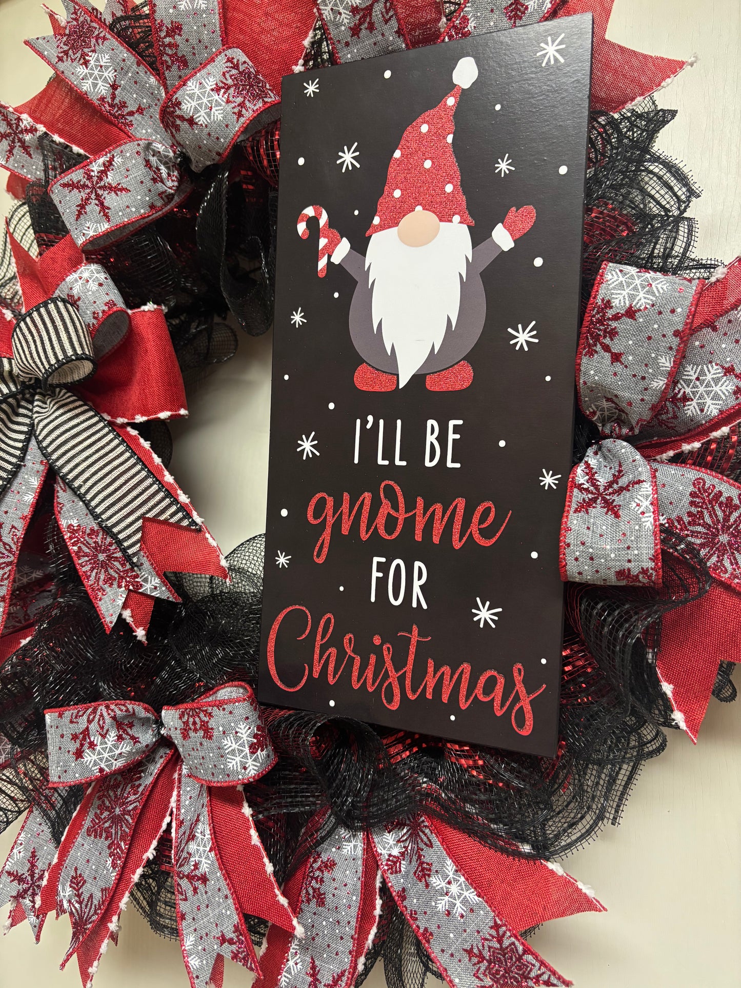 I'll Be Gnome For Christmas Handmade Custom Wreath
