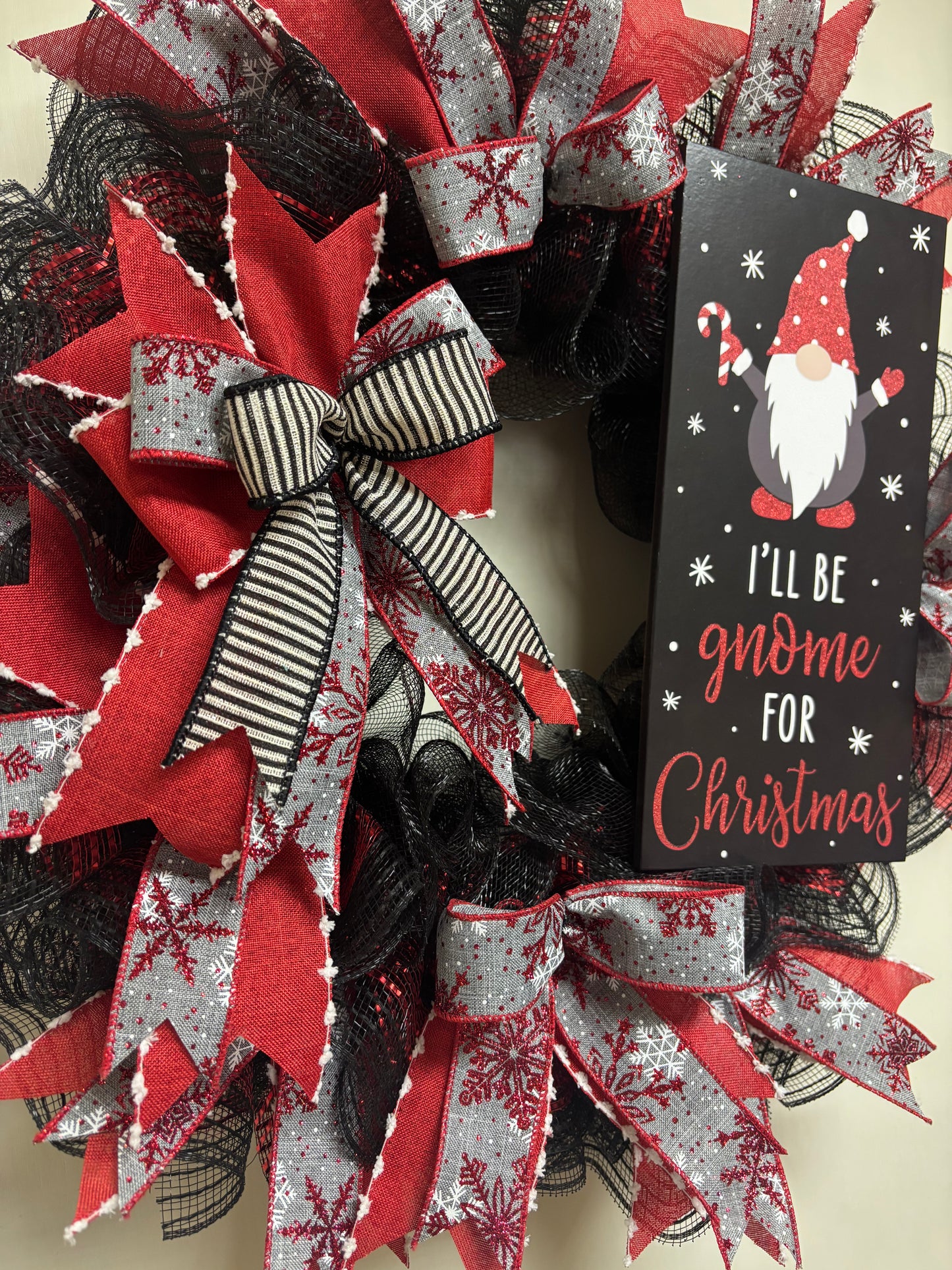 I'll Be Gnome For Christmas Handmade Custom Wreath