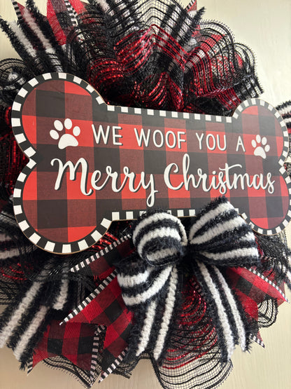 Custom Handmade We Woof You a Merry Christmas Wreath