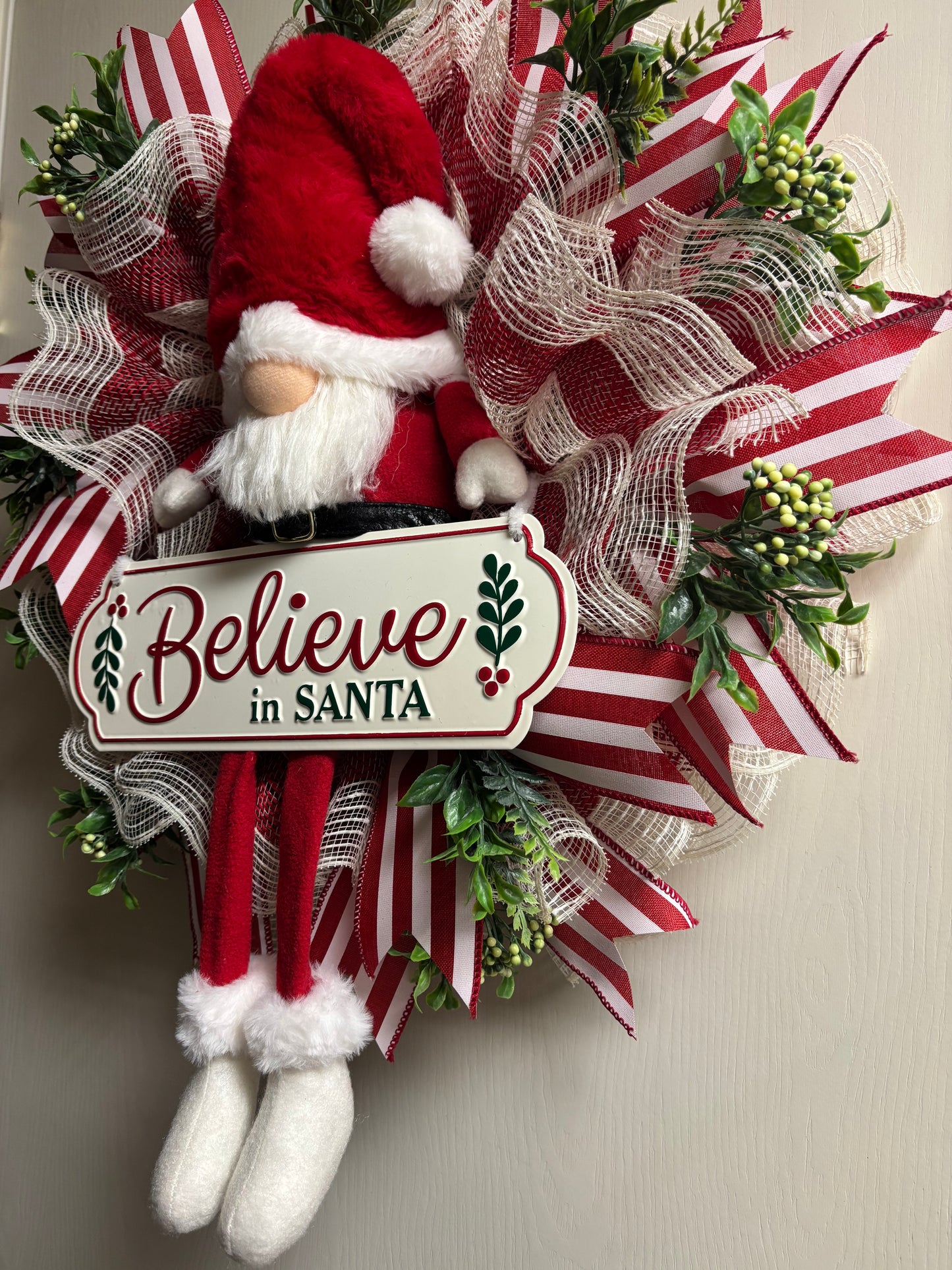 Believe in Santa Gnome Handmade Custom Wreath