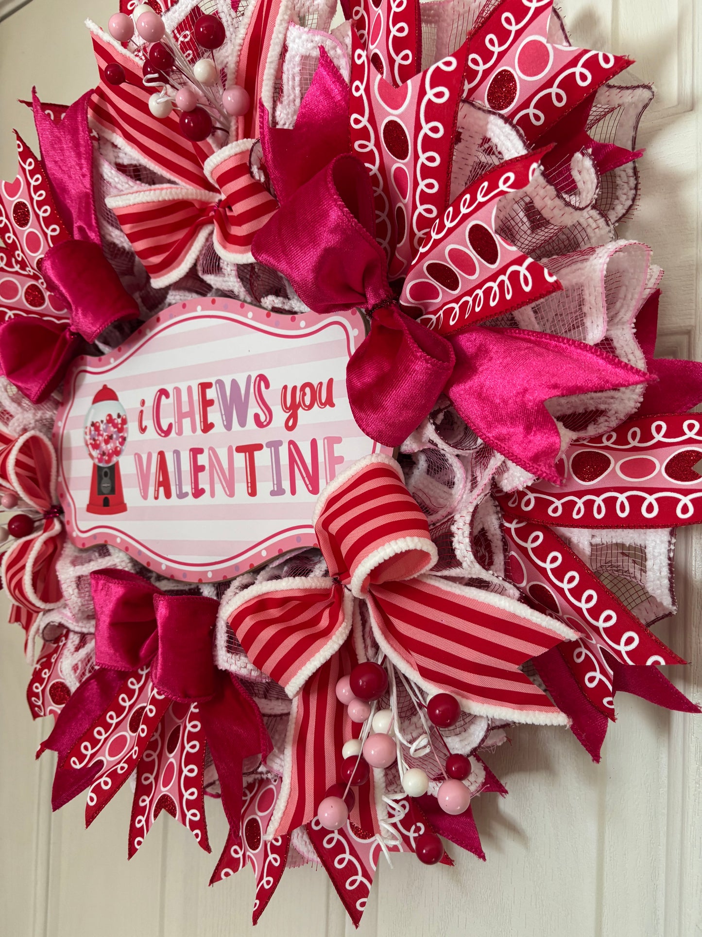 Valentine's Day "I Chews You Valentine" Handmade Wreath