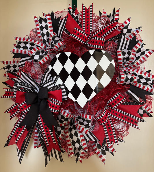 Valentine's Day 'Queen of Hearts" Handmade Wreath