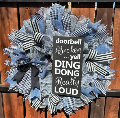 Doorbell Broken Humorous Handmade Wreath