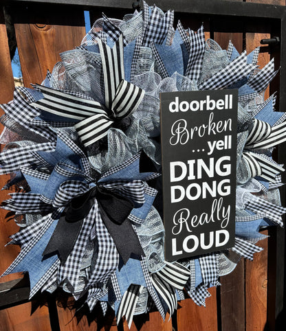 Doorbell Broken Humorous Handmade Wreath