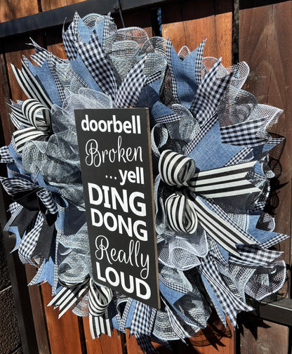 Doorbell Broken Humorous Handmade Wreath