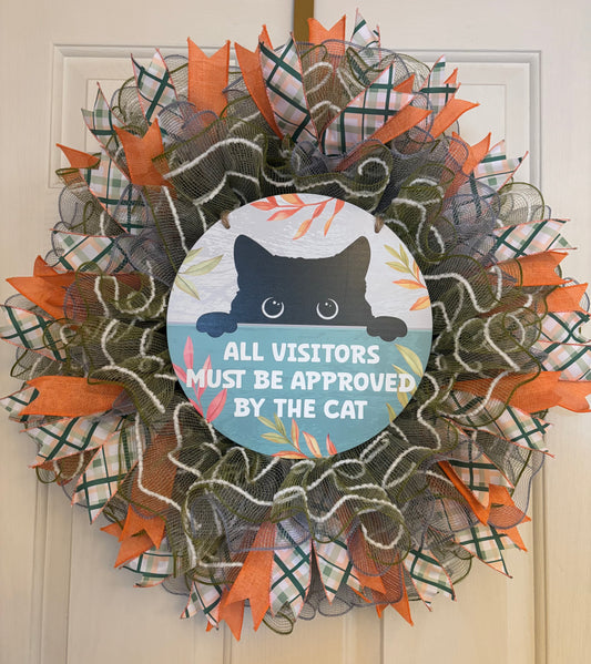 Visitors Approved by the Cat Handmade Wreath