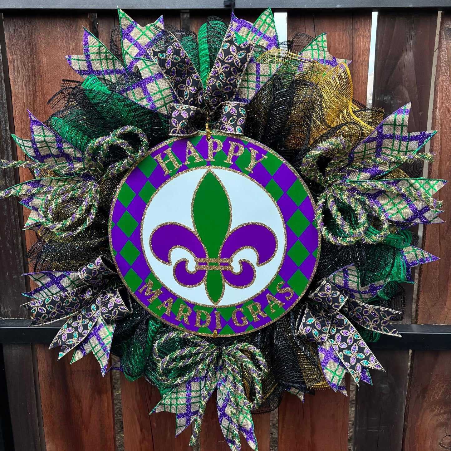 Happy Mardi Gras Handmade Wreath
