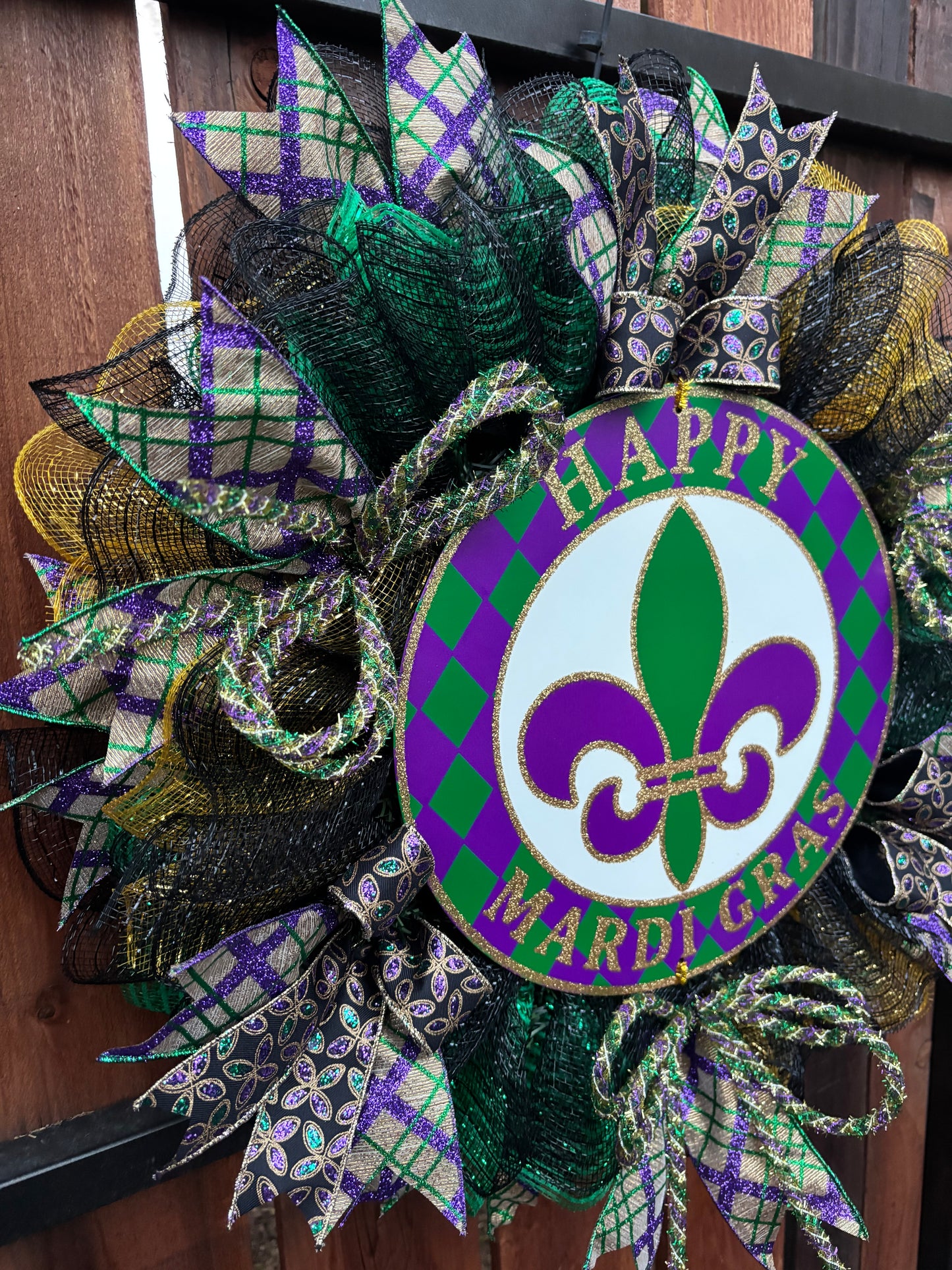 Happy Mardi Gras Handmade Wreath