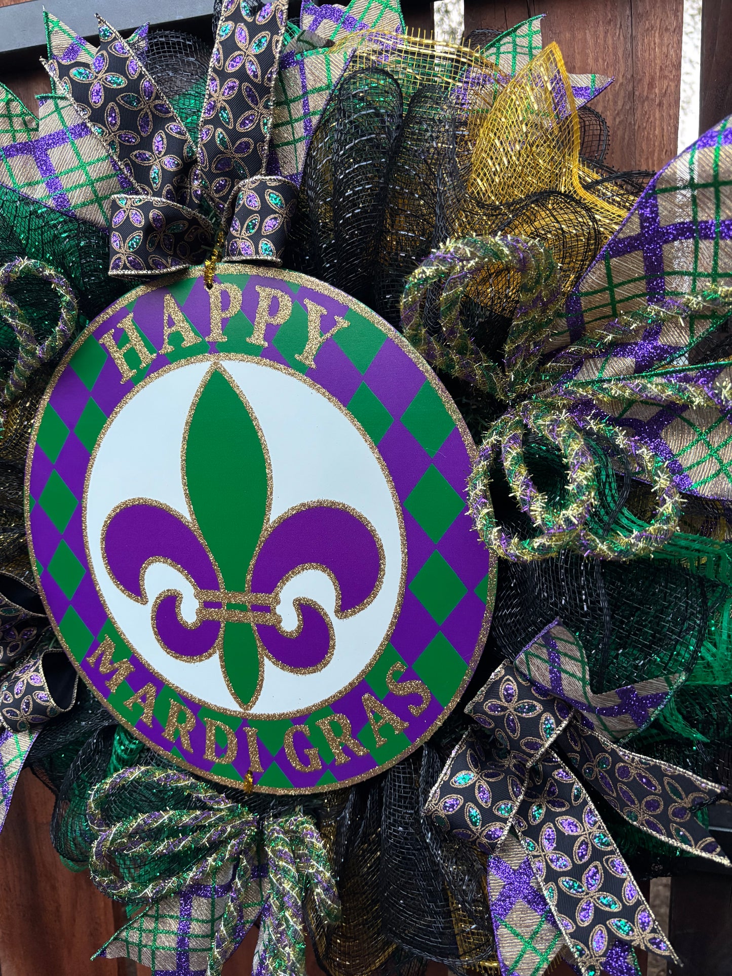Happy Mardi Gras Handmade Wreath