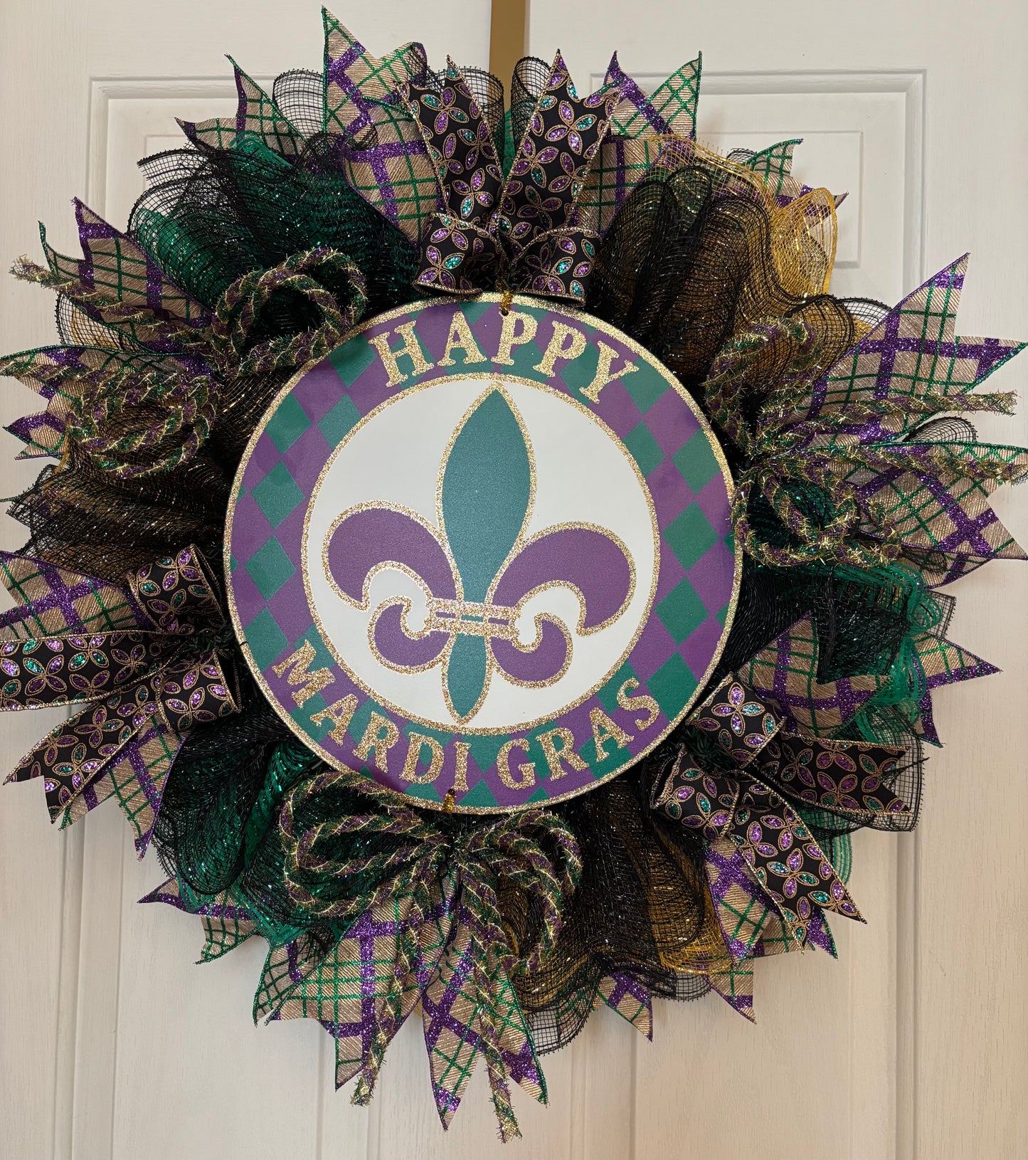 Happy Mardi Gras Handmade Wreath