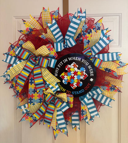 Custom Handmade Autism Awareness Wreath