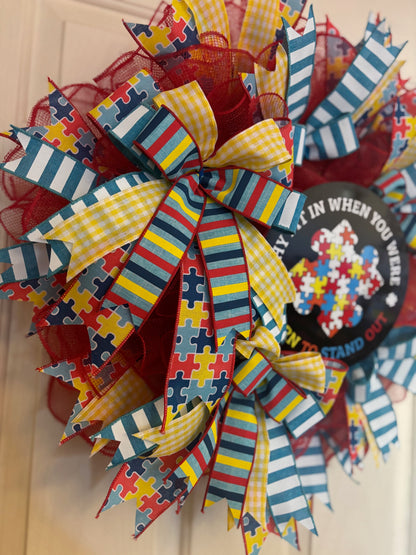 Custom Handmade Autism Awareness Wreath