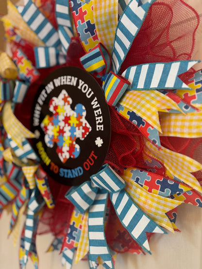 Custom Handmade Autism Awareness Wreath