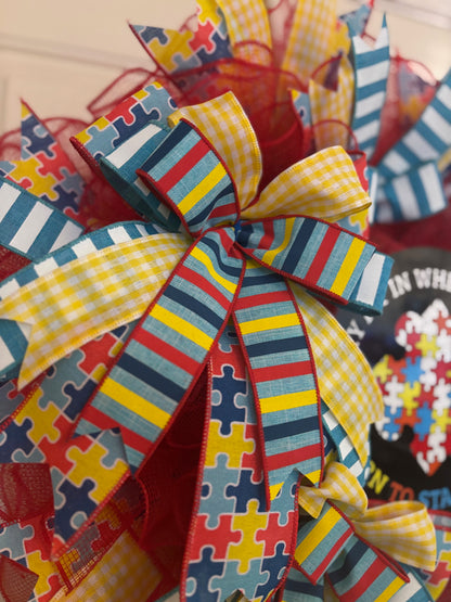Custom Handmade Autism Awareness Wreath