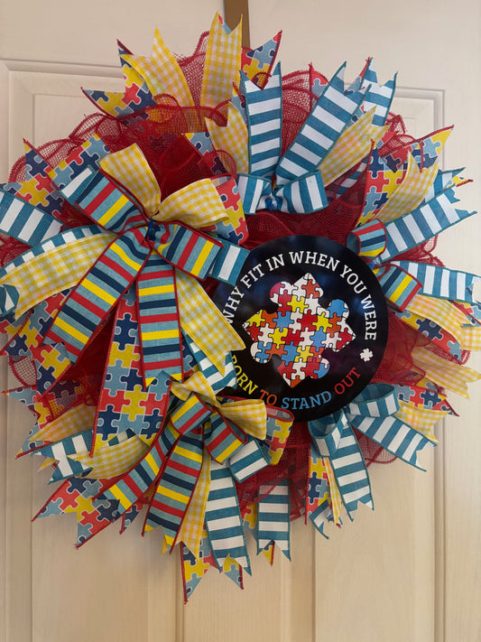 Custom Handmade Autism Awareness Wreath