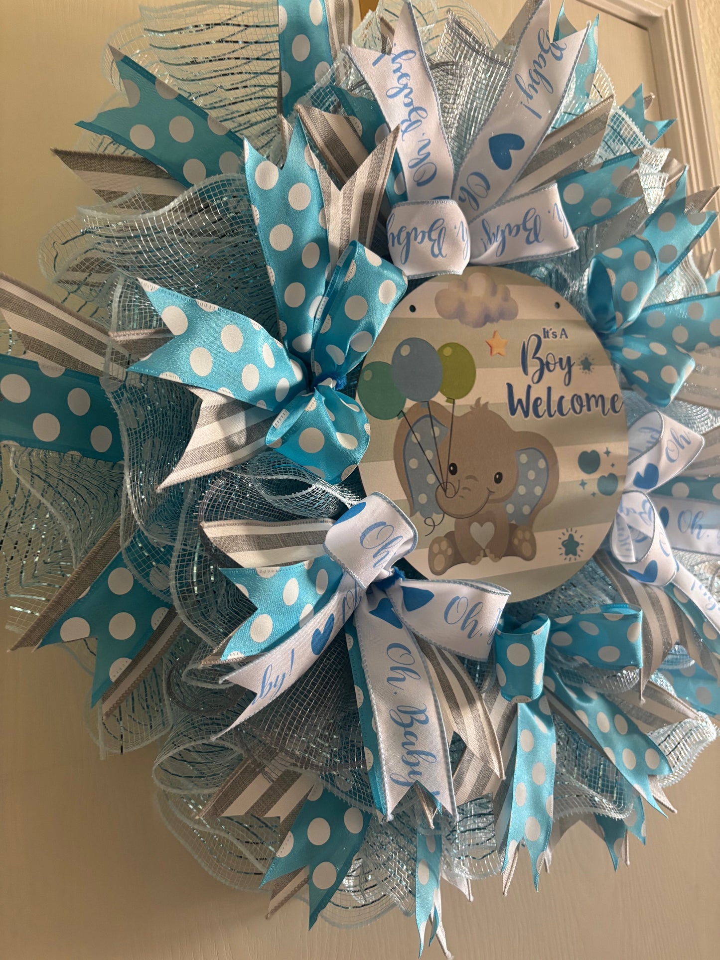 Custom Handmade Baby Boy Welcome Wreath