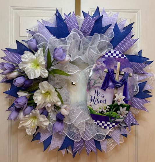 Custom Handmade Easter 'He is Risen' Wreath